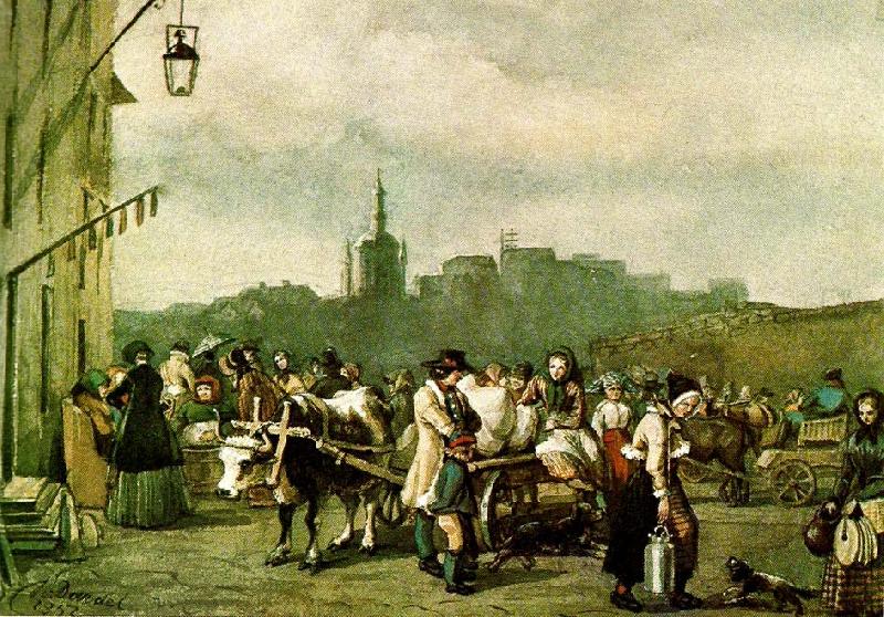 fritz von dardel akvarellen av gatulivet pakornhamnstorg i stockholm oil painting picture